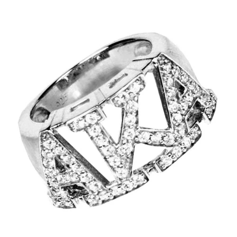 

Sorority Fraternity Organization High Quality Silver Zircon GREEK AKA SORORITY Finger Ring