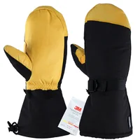 

Ozero -40F Fashion Winter Warm Waterproof Cowhide Leather Unisex the Best Ski Mittens Gloves .