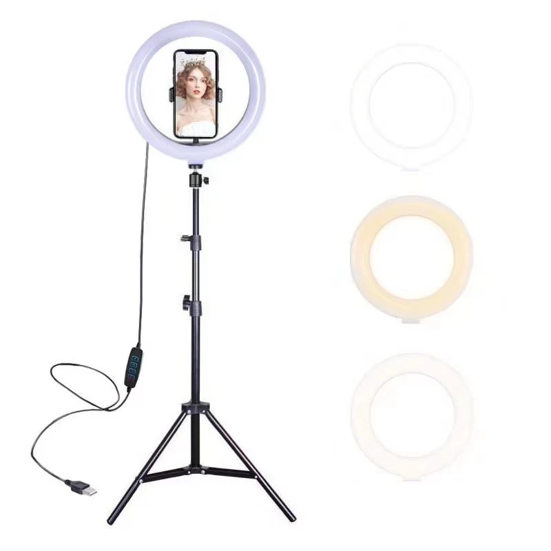 
Hot selling 13 inch led beauty fill light adjustable led self timer ring lamp with tripod camera bracket photography stents 