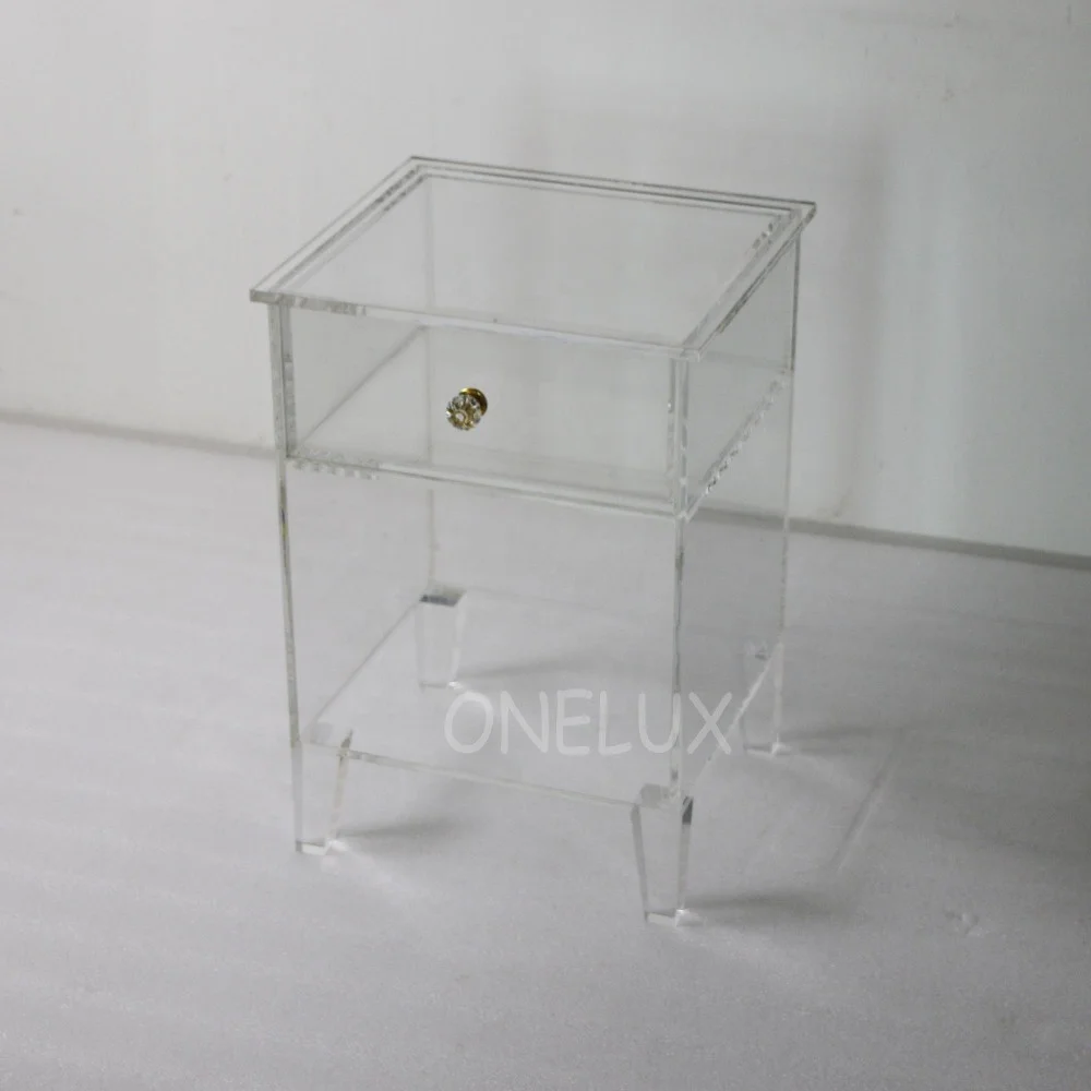 

Modern Clear Acrylic Nightstand With Drawer