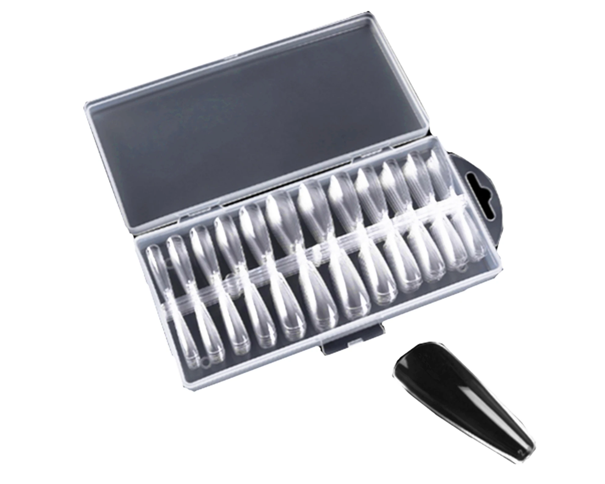 

Hot sale ballet nail tips full cover ABS material fake nail set, Transparent