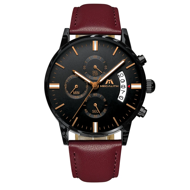 

Wholesale Price Montre Homme Megalith Chronograph Fashion Quartz Watch Stainless Steel Strap Brand Luxury Sports Watch Men