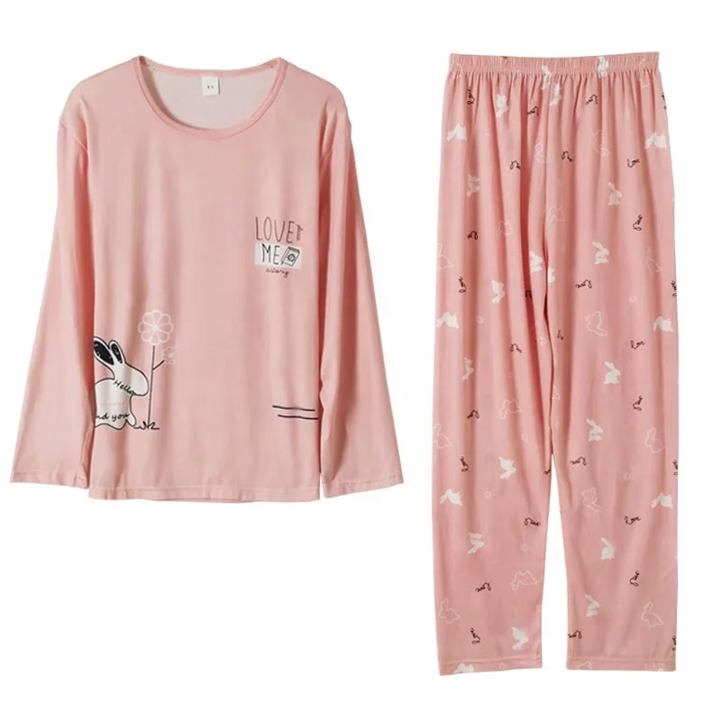 

New style pajama woman spring autumn long sleeve trousers is pure and fresh and lovely little girl is sweet print home wear thin