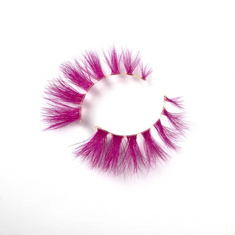 

New style wholesale 100% hand made 25mm fluffy colored eyelashes 3d luxury real colored lashes, Multiple colors