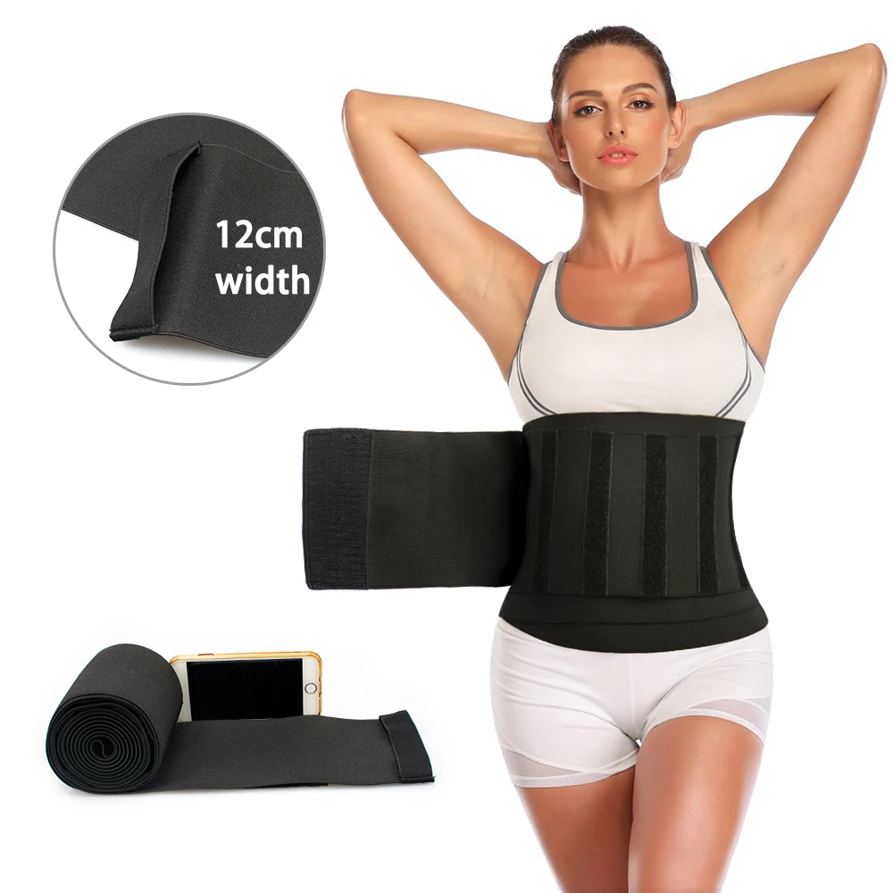 

Plus Size latex One Piece Invisible Elastic Girdle Band Tummy Wrap Around Belly Stomach Waist Trainer Shaper Belt, Black