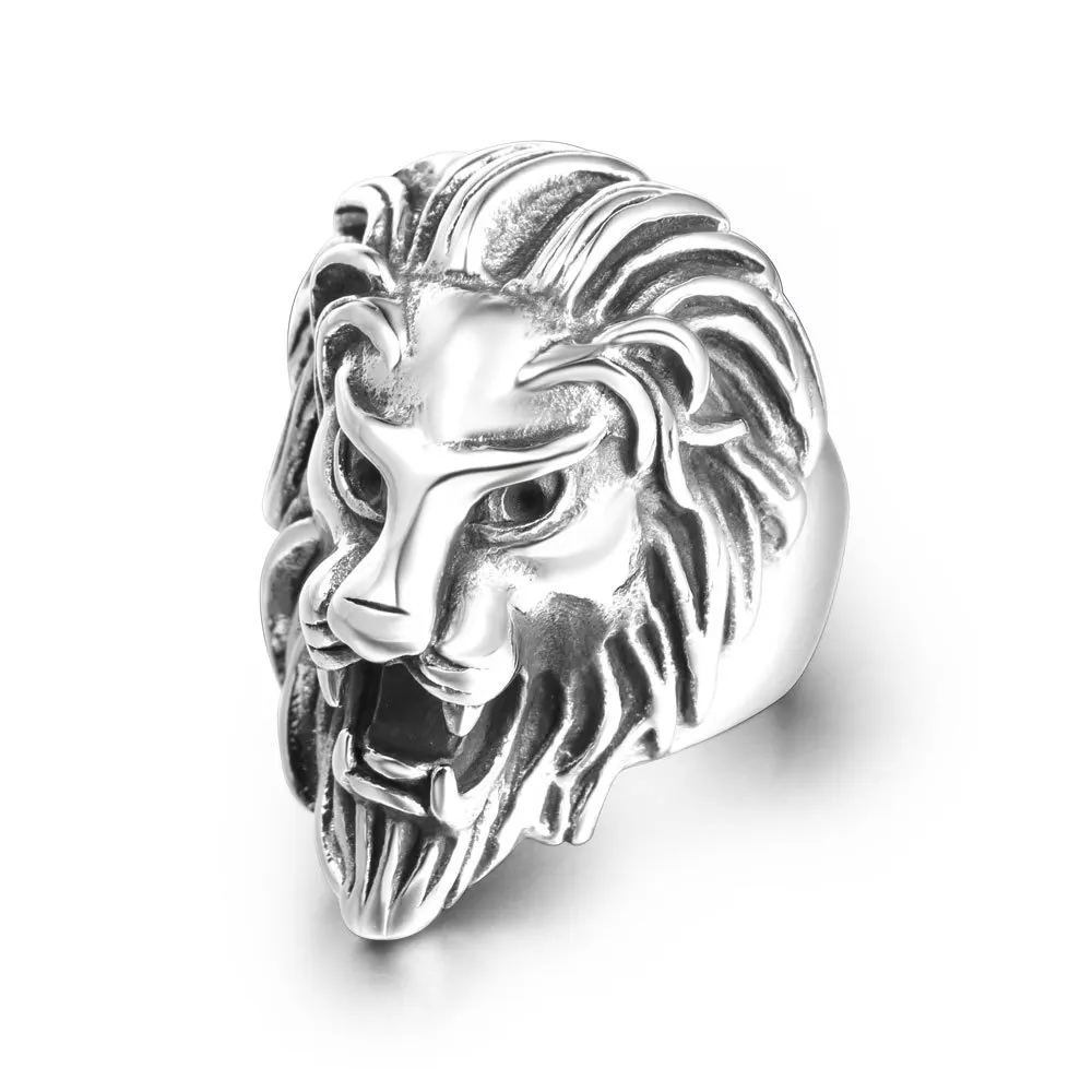 

In stock wholesale domineering Lion's Head Stainless steel casting ring king of forest