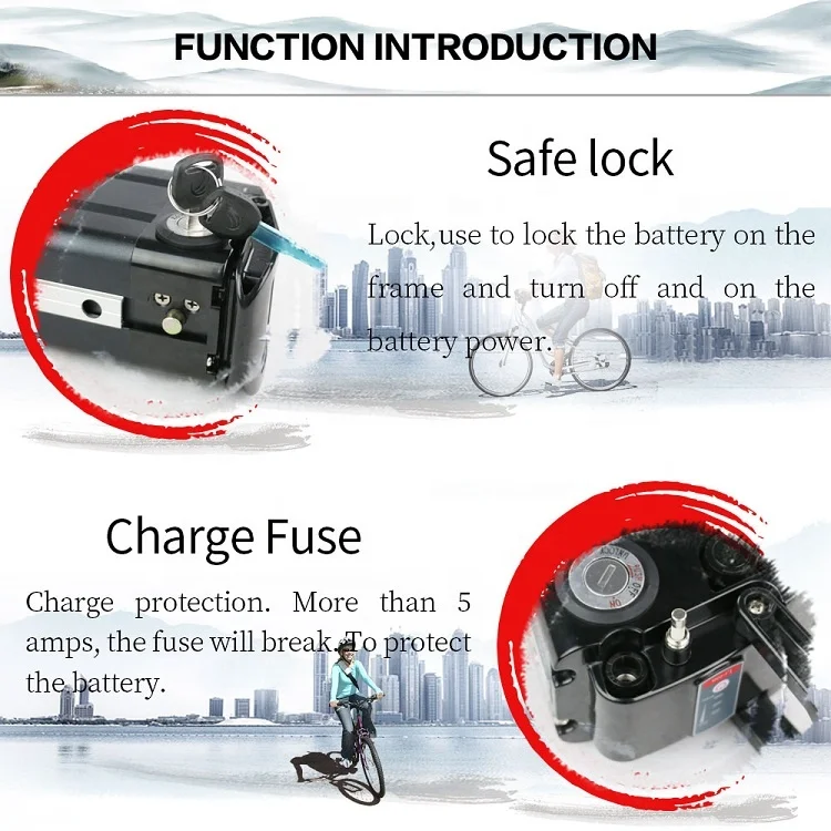 
Rechargeable Bottom Type Discharge 24V 36V 48V Li-ion Silverfish Battery Pack for Electric City Bicycle 