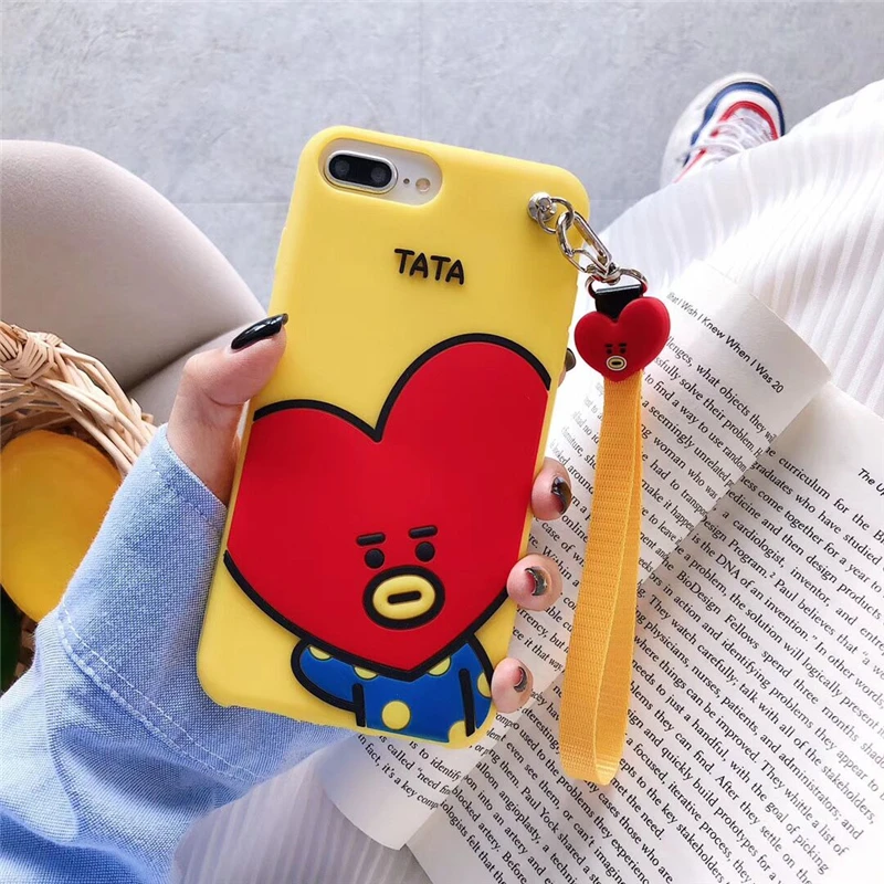 

Luxury cute cartoon Soft silicone Wriststrap phone case for iphone 12pro 11 Pro X XR XS Max 6S 7 8 6 Plus cover Girl gift coque