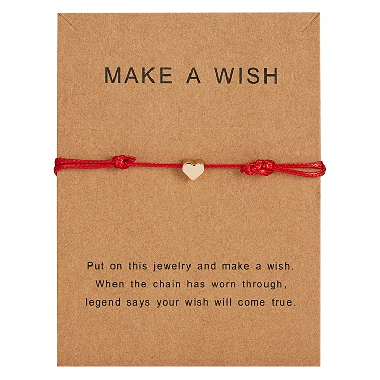 

Fashion Wish Card Gold Plated Charm Cross Circle Star Heart Women Girl Handmade Wax Rope Knot Colorful Adjustable Cord Bracelet, Gold plated as shown