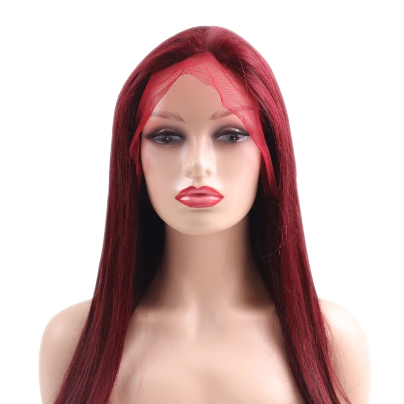 

13X4 straight T Type human hair lace red wig