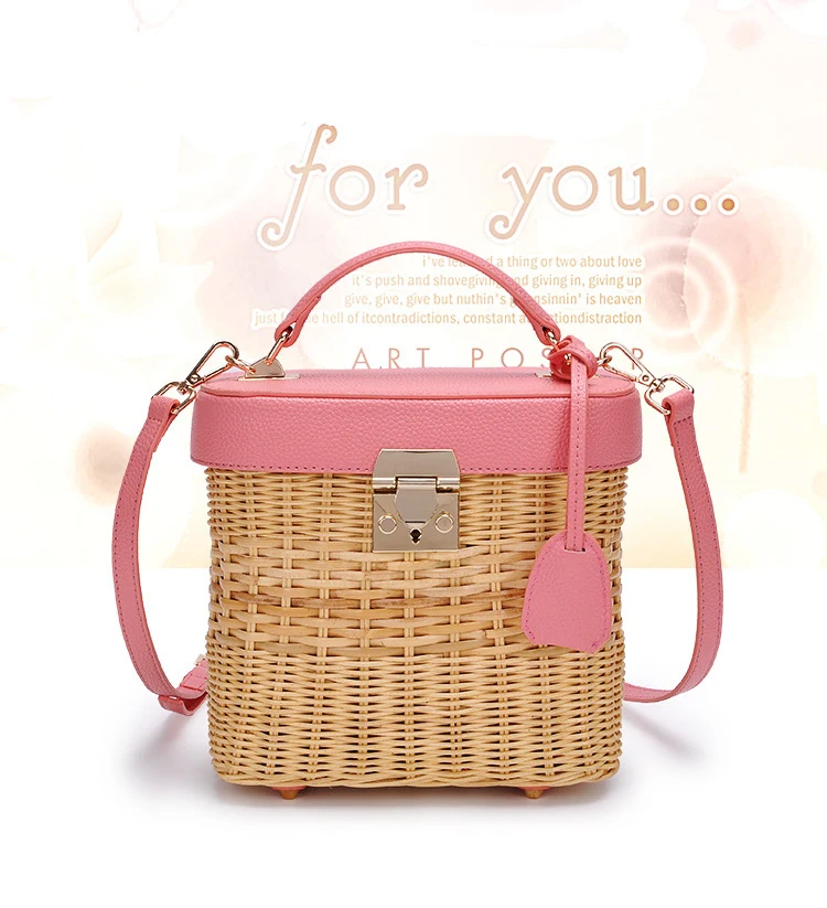 

2020 new arrival ladies shoulder messenger bag pure hand-woven rattan bag Lady bag handbag