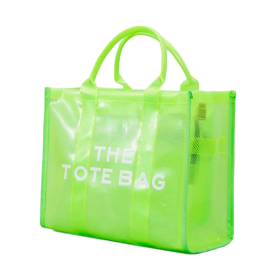 

2022 New Summer Waterproof Large Capacity Clear Plastic Transparent PVC Beach Handbag Jelly Tote Bag Lady Logo Shopping Bags