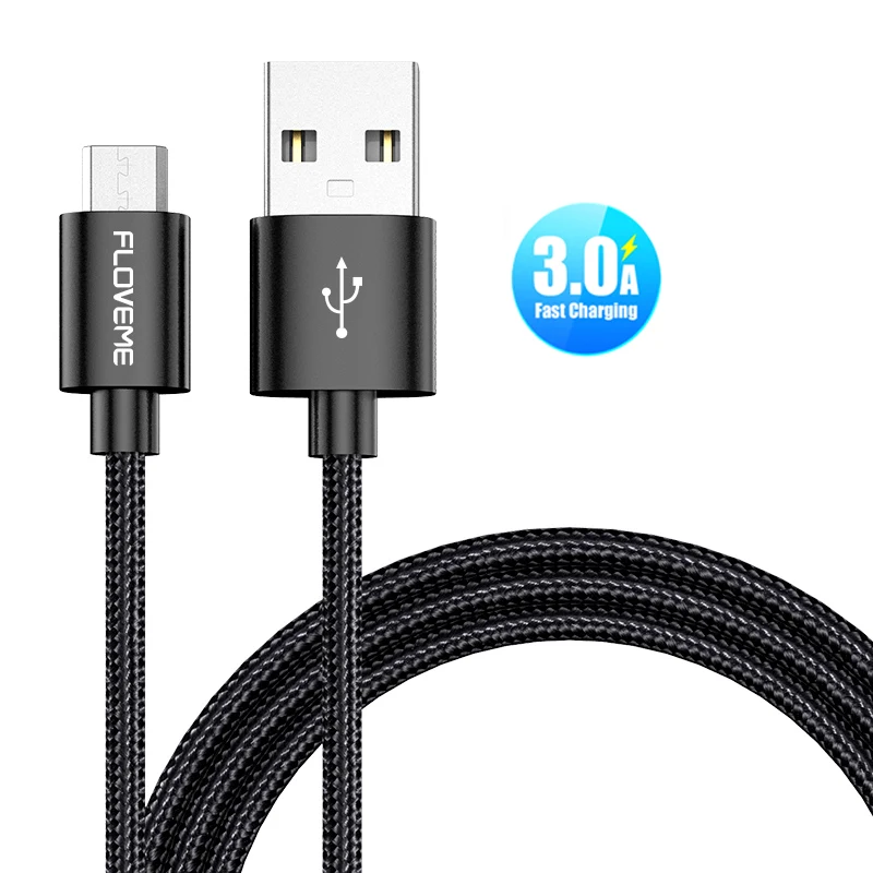 

Free Shipping 1 Sample OK FLOVEME 1M Nylon Braided Data Transmission Usb Charging Cable 3A Fast Charging Usb Data Transfer Cable
