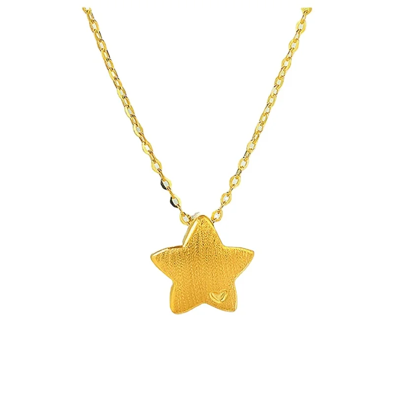 

Vietnam Shajin Xiaoman Waist Heart-Shaped Five-Pointed Star Necklace Gold Shop Same Love Necklace Simple Set One Drop Delivery
