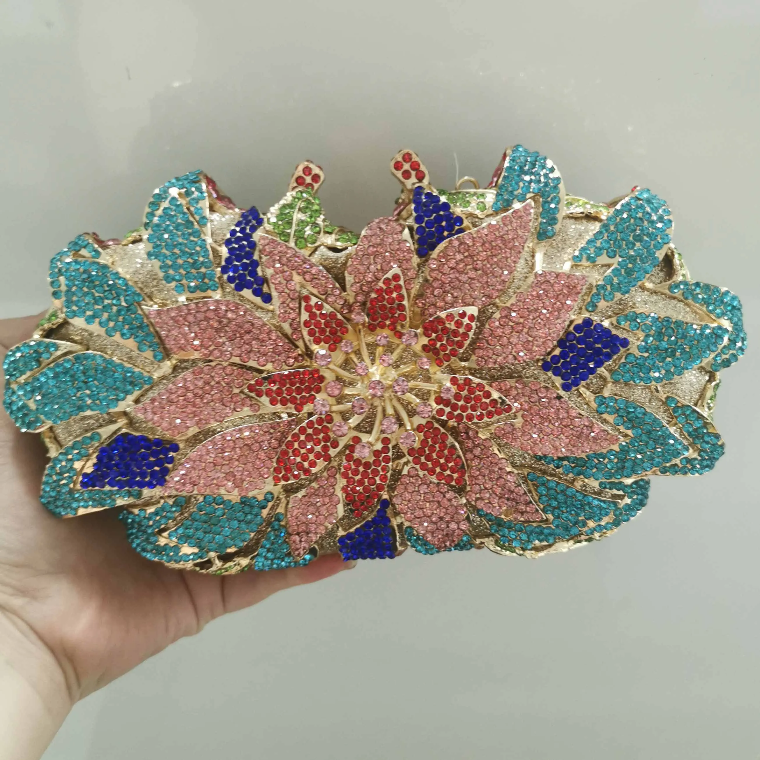 

Expensive Florals Crystal Rhinestone Bridal Clutch Evening Bag Wholesales from Factory