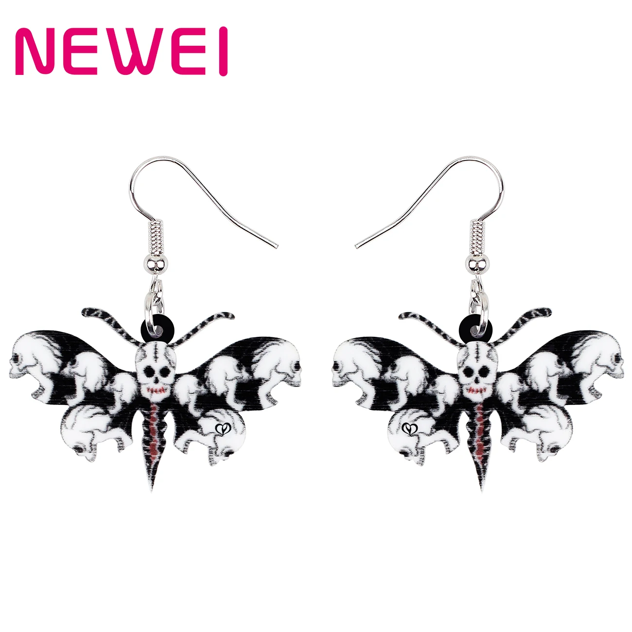 

Halloween Acrylic Skull Flying Butterfly Earrings Insects Dangle Drop Fashion Jewelry For Women Girls Teens Trendy Charms Gifts, White