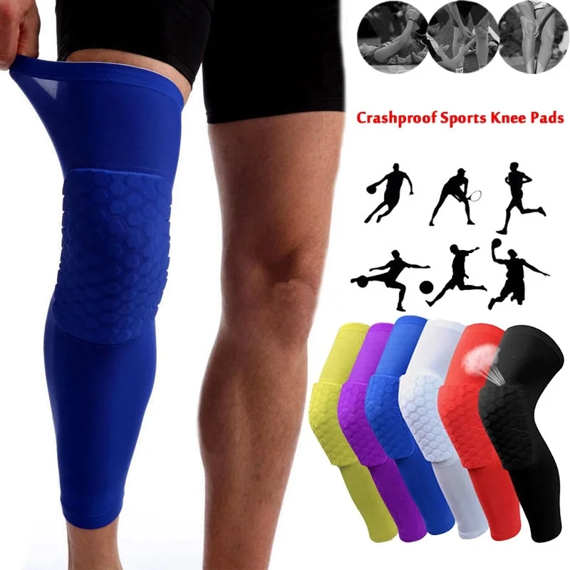 

Sports Crashproof Knee Pads Breathable Non-slip Honeycomb Knee Support Brace Basketball Leg Compression Sleeve Protector Gear, Black, white, red, blue, purple, yellow, customized color