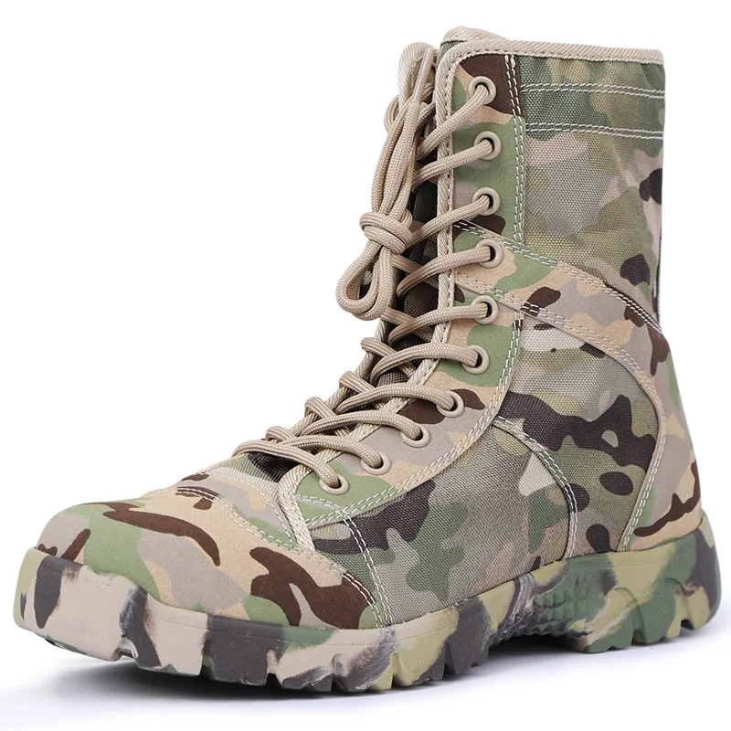 

Mens Outdoor Training Camouflage Army Boots With Side Zipper Military Shoes