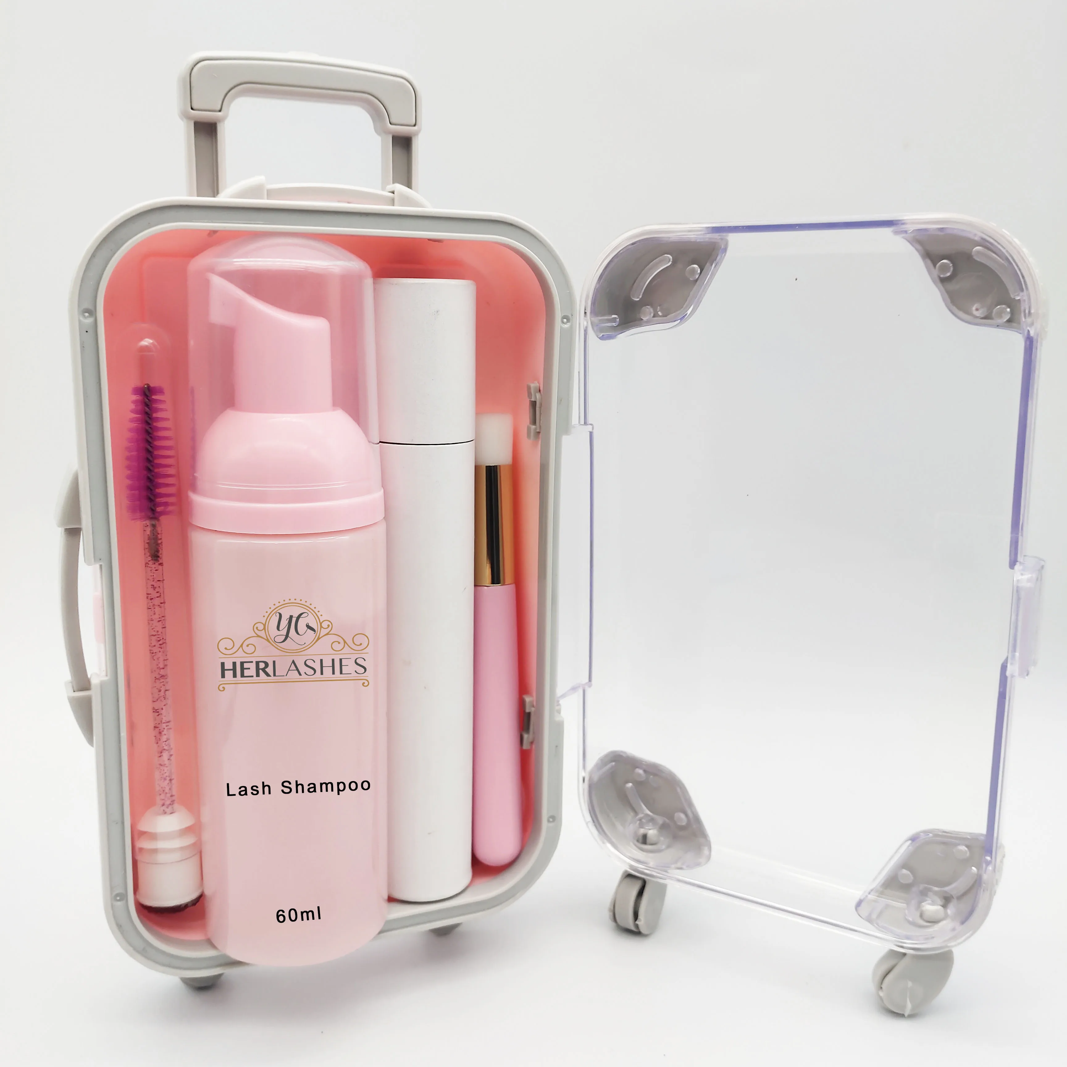 

Custom Logo Tear Free Lash Shampoo 60Ml Rose Gold Pink Bottle Eyelash Shampoo