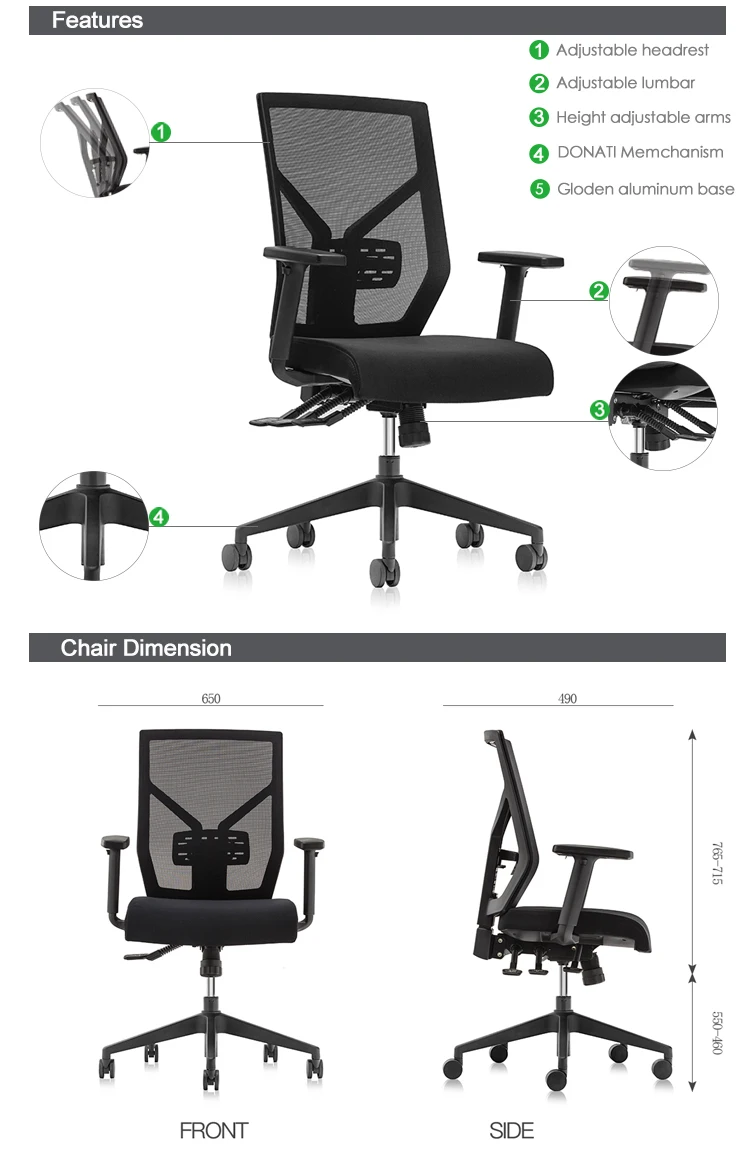 Cheemay swivel office furniture work computer chair black mesh sale