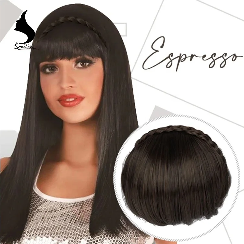 
Women Fringe Hair Extension Blunt Front Hoop Expanded Synthetic Hair Accessories 