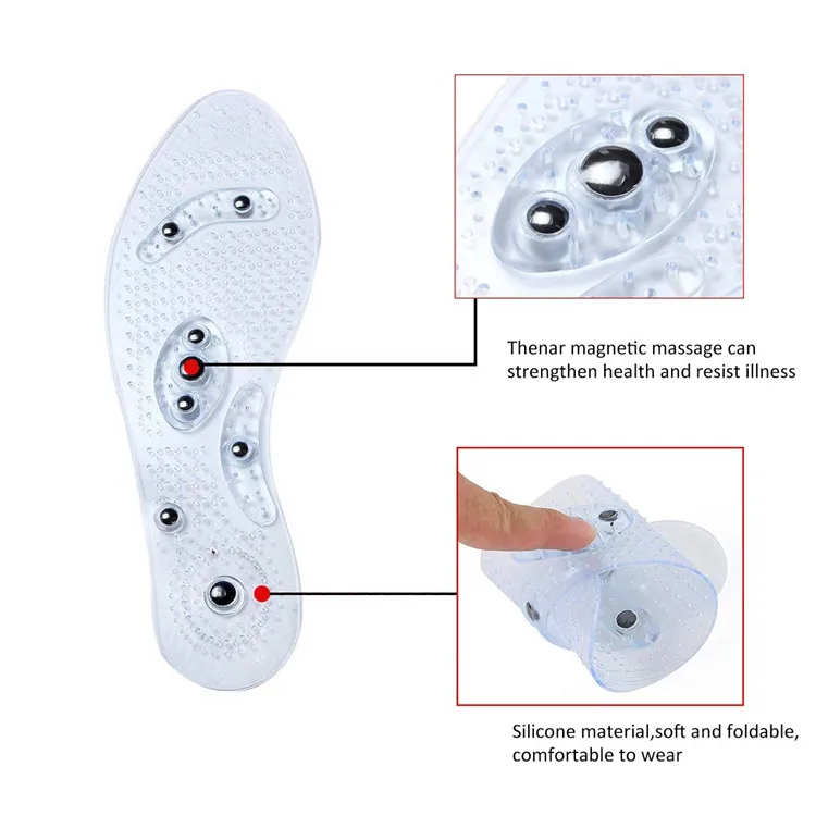 

2021 Sports Magnetic Massaging Silicone Gel Insoles Arch Support Orthopedic Plantar Fasciitis Running Insole, Clear,blue