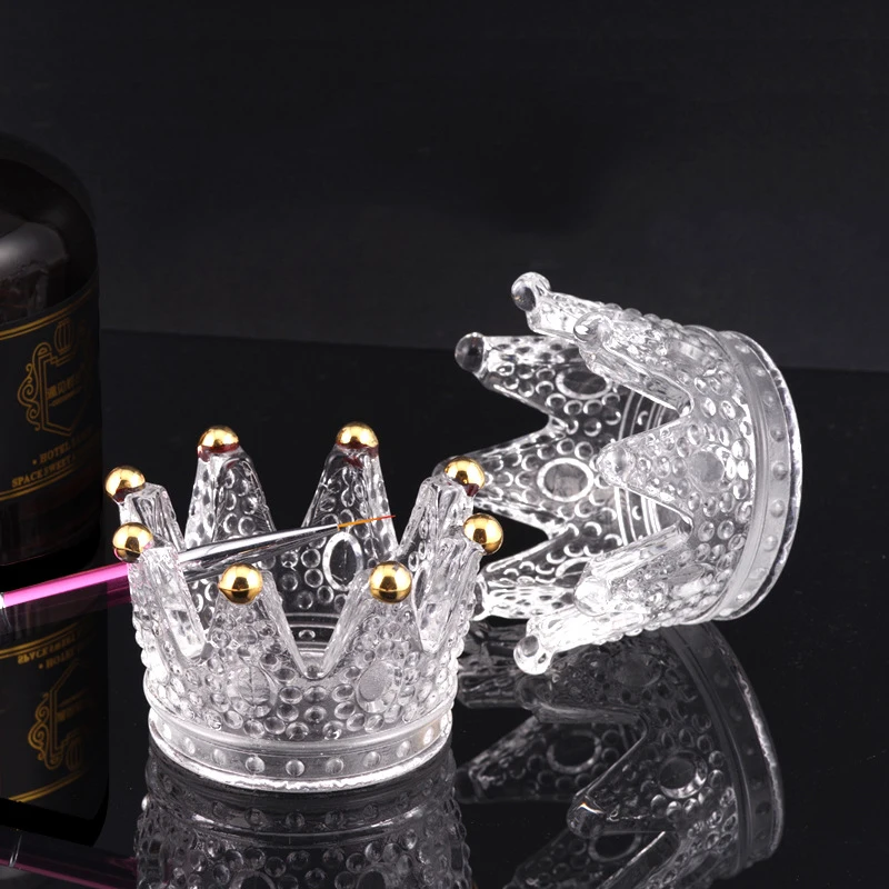 

Glass Crown Plastic Lotus Nail Brush Display Stand Acrylic UV Gel Painting Pen Holder Nail Art Manicure Tools, Clear