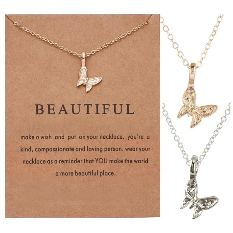 

custom fashion necklace 2021 trendy Butterfly Alloy jewellery pendant necklace jewelry clavicle chain Collier for gift