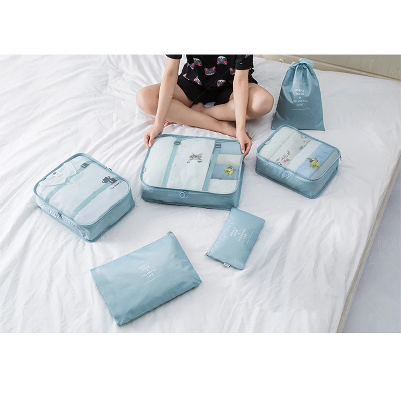 

Travel Accessories Customized Cloth Pouch Packing Cube Luggage Organizer Set Bag Travel Packing Cubes Storage Bags Wardrobe SGS, Customized color