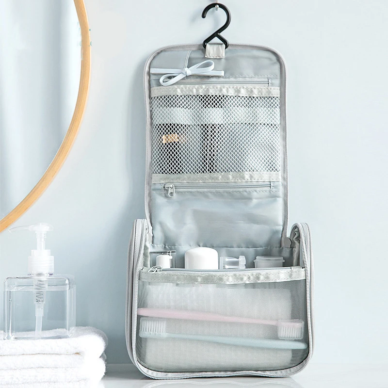 

Hanging Travel Toiletry Bag Large Capacity Cosmetic Travel Toiletry Organizer for Women with 4 Compartments 1Sturdy Hook, Customized