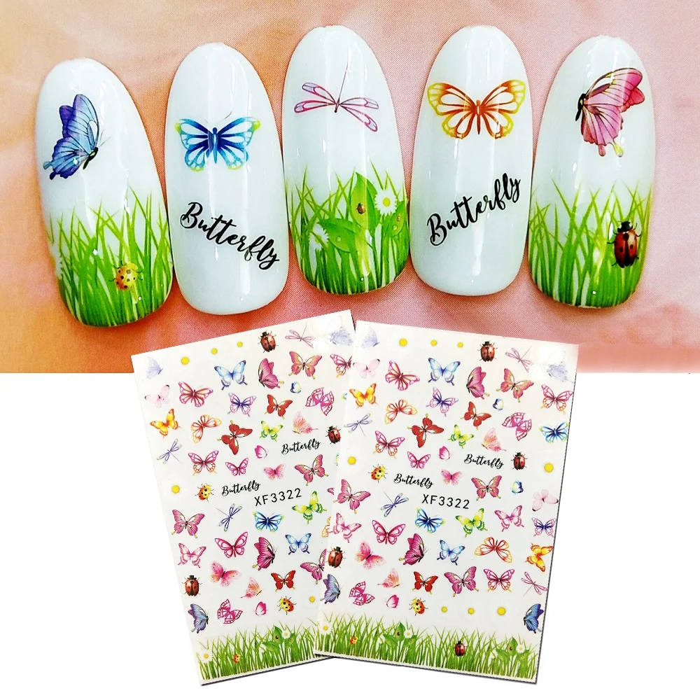 

Nail Art Manufacture New 2021 Summer Flower Nail Stickers Daisy Designs Decoration Decals Foil 3D Butterfly Nails Accesories Art