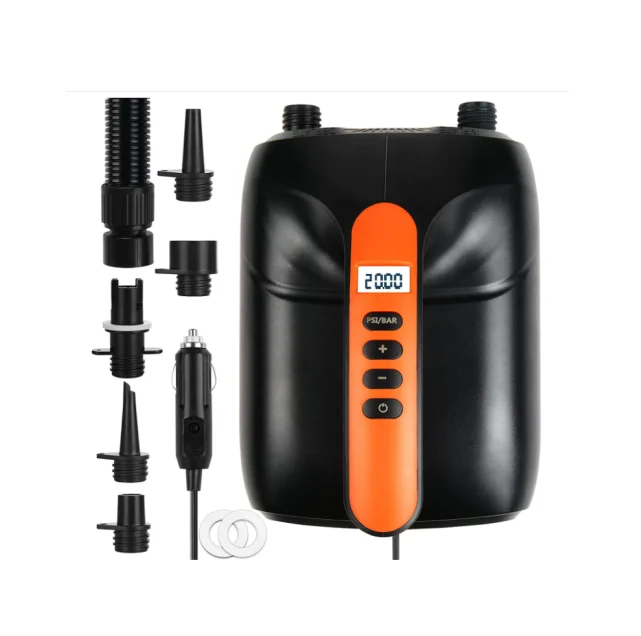 

20PSI High Pressure SUP Electric Air Pump for Air Mattresses Inflatables Boats Tent Stand Up Paddle Boards, Orange+ black