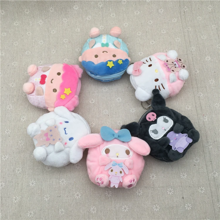 

cute Japan cartoon My Melody Little Twin Stars Pudding Cinnamoroll dog mini plush toy coin purse bag keychain kids gifts, Blue