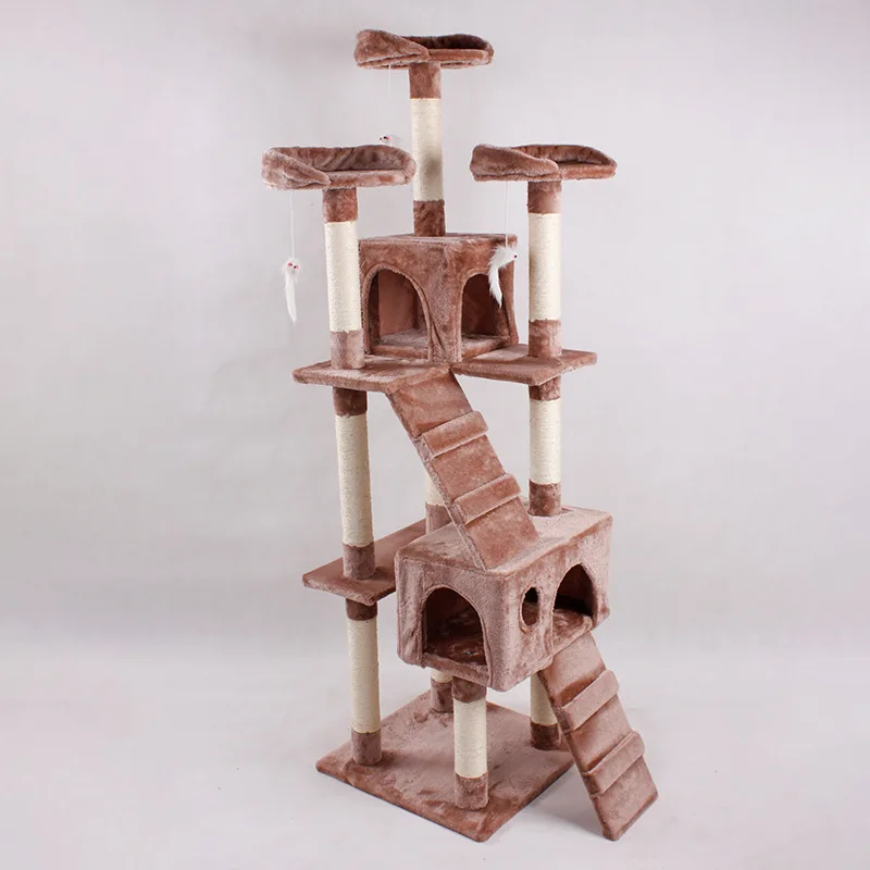 

Large wooden scratch climbing tower fashion diy deluxe Cat Tree scratching post cat tree to ceiling, Picture color