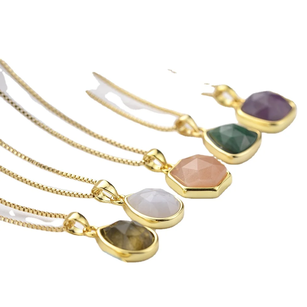 

Jewelry Necklace 18K Gold Plated Brass Bolo Necklaces With Tips Amethyst Water Drop Fashion Jewellery 2019 Necklaces, 12 colors or customized