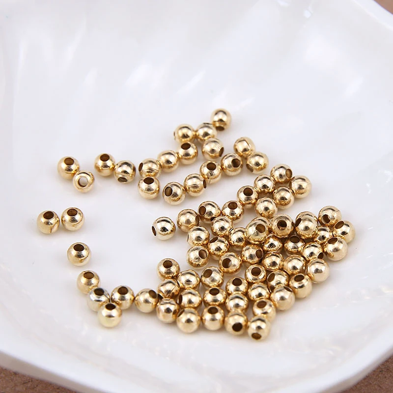 

2/3/4/5/6mm Round 18K Gold Plated S925 Sterling Silver Spacer Beads For Jewelry Making