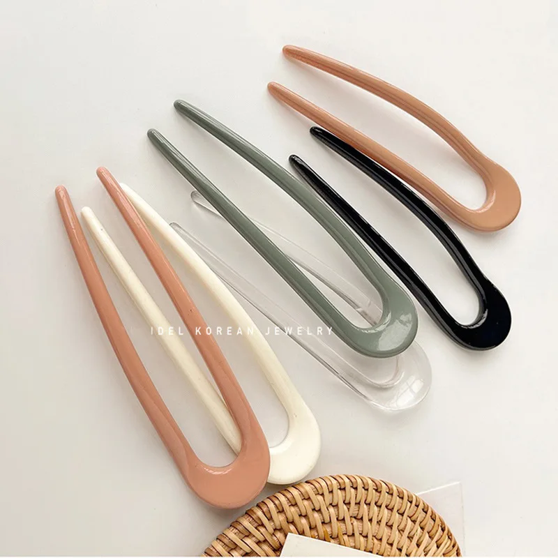 

OUYE Korean Simple U-shaped Solid Color Hairpin Retro Female Hairpin Classical Hair Accessories, Colorful