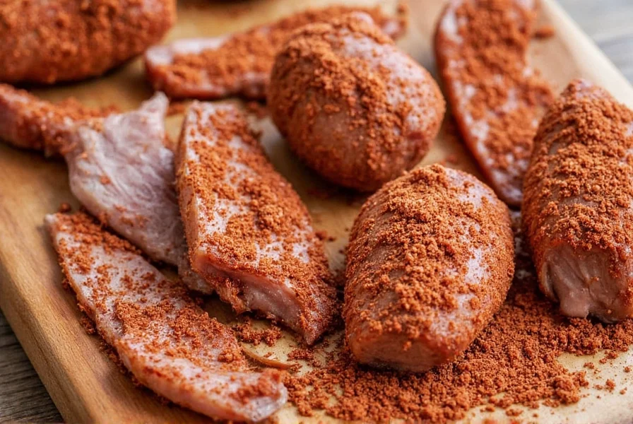 A variety of spices used in a pork dry rub
