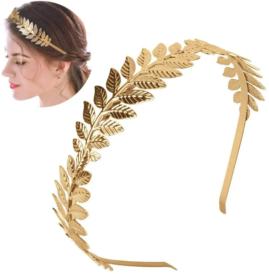

Gold leaf wedding roman bride greek women hair accessories bride head jewel headband head tiaras crown jewelry Hair Hoop