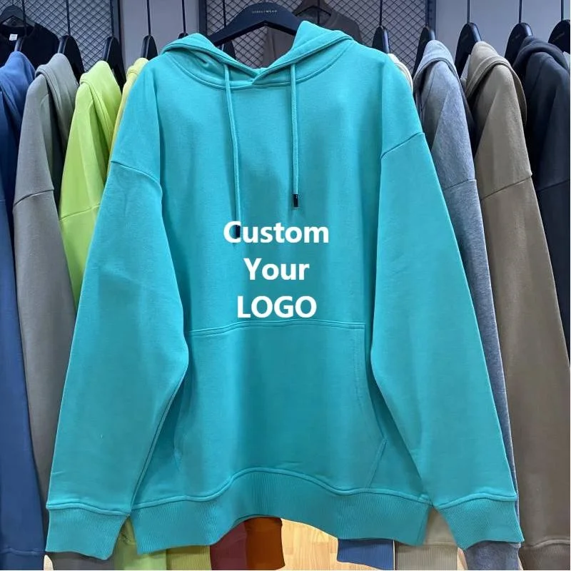

Custom print logo embroidered french terry hoodies men 100% cotton organic hoodie unisex men hoody sweatshirts