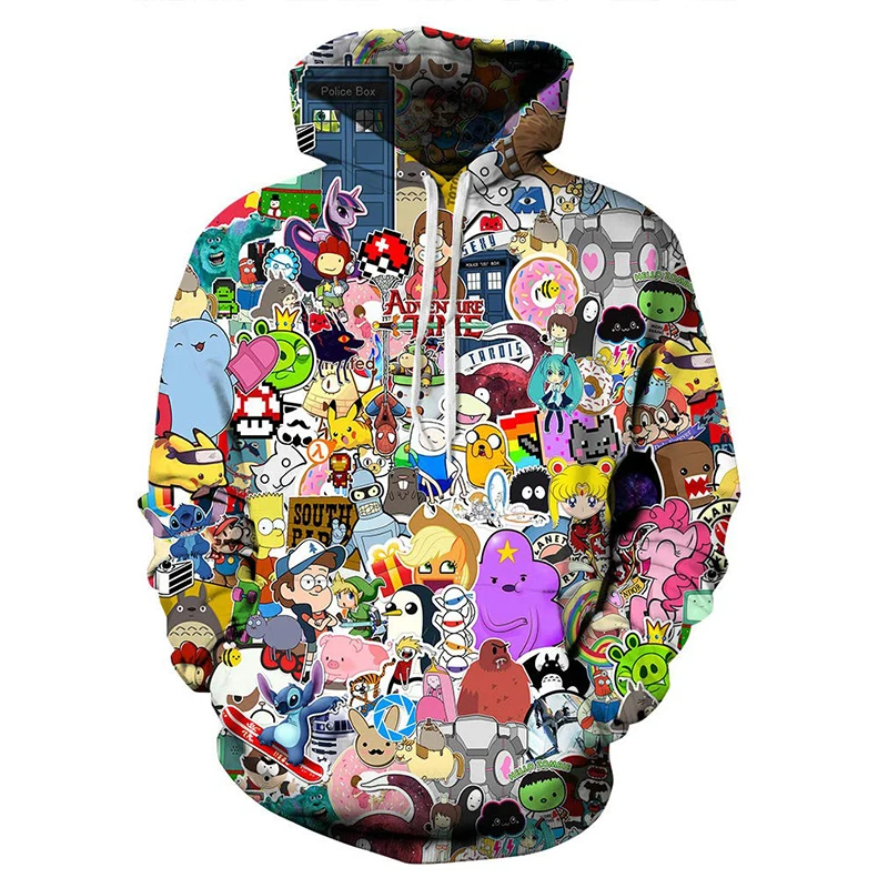 

2022 Spring Arrived Fashionable Customized Colorful Cartoon 3D Printed Animation Pullover Hoodies Unisex Baseball Clothes, Customized color