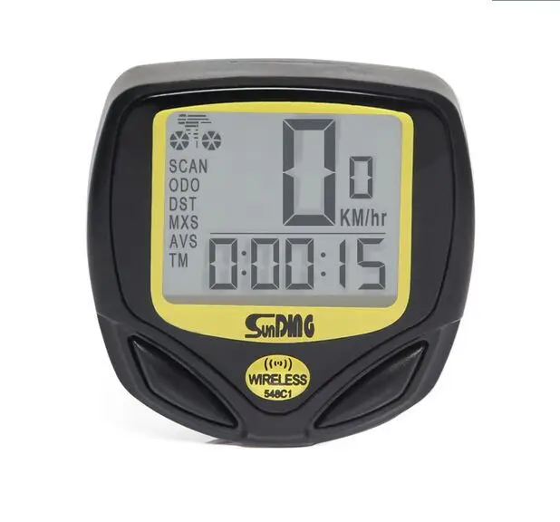 

Bicycle accessories multi-function Mountain bike cycling computer stopwatch Wireless odometer speedometer bicycle computer, Black&yellow