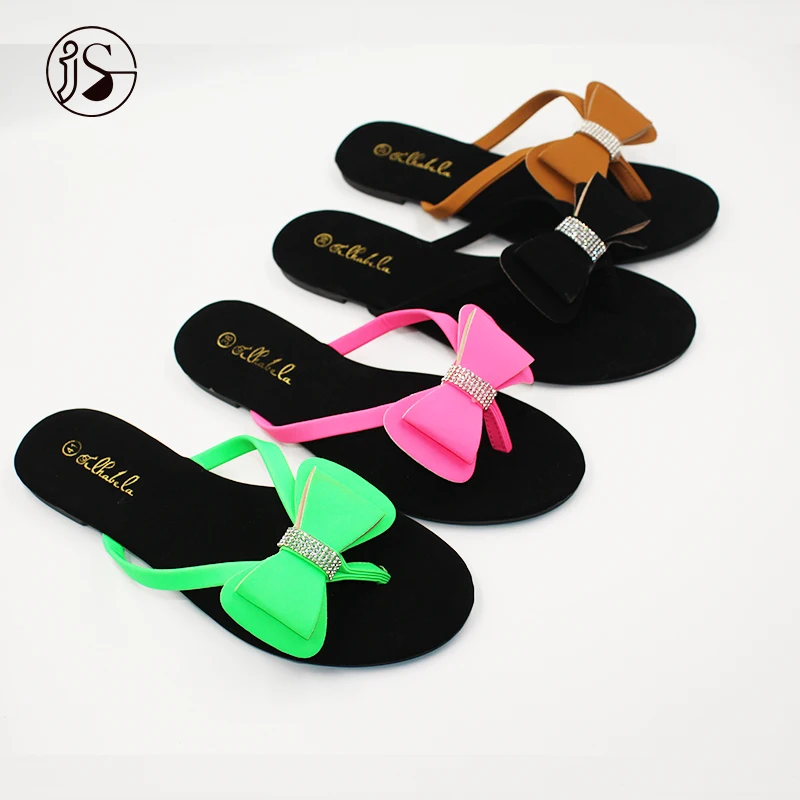 

Ladies slippers 2020 Bowknot decoration Women flip flops Cheap Slippers, Picture