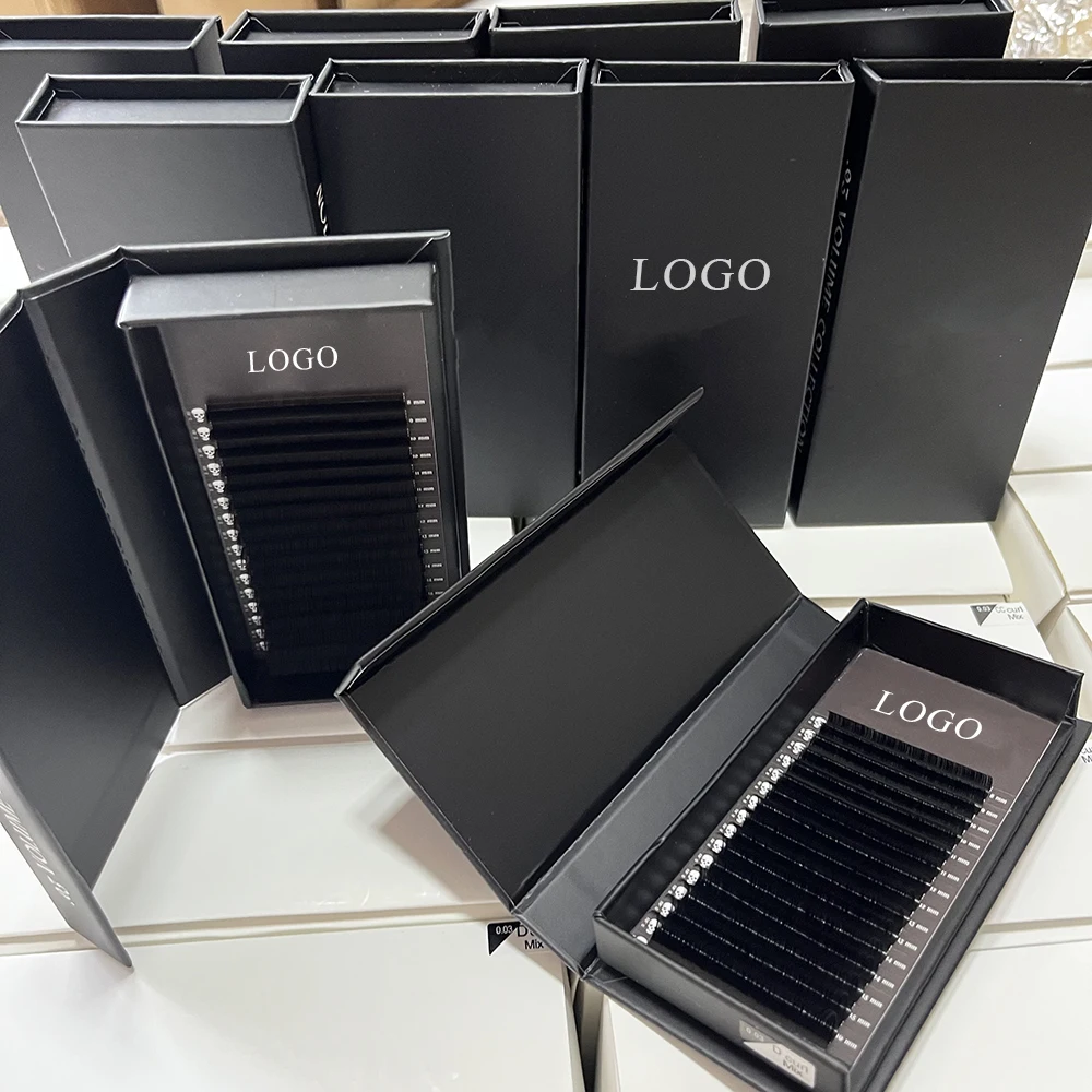 Premium Eyelash Extension Supplies Dark Matte Black Cashmere Volume Lash Trays Private Label Mink Cashmere Eyelash Extensions