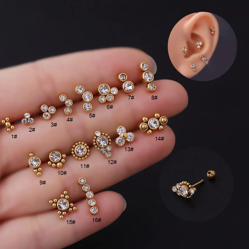 

New Arrival 20G Stainless Steel Cartilage Piercing Gold Conch Tragus Helix Snug Screw Back Earring Stud