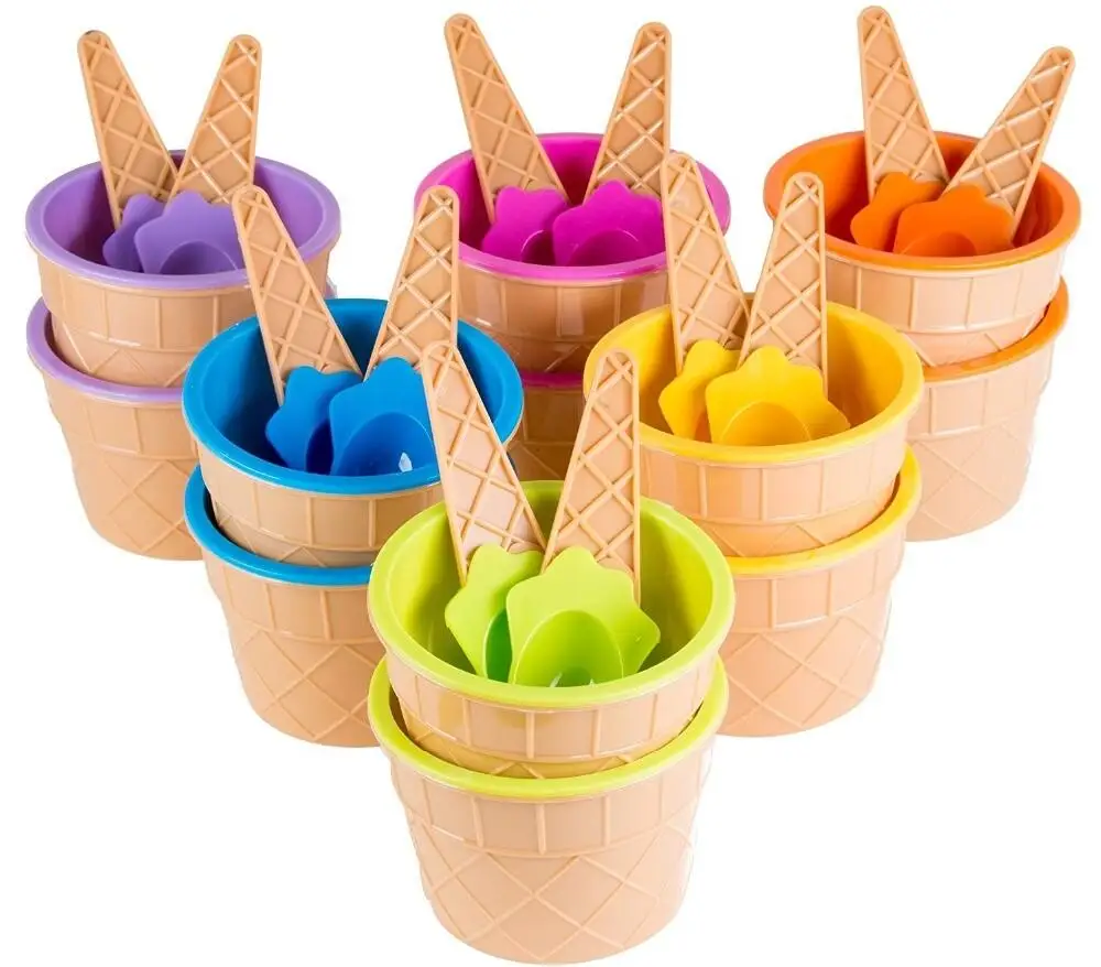 

Ningbo Tianhong Plastic Factory plastic ice cream bowl container with spoon