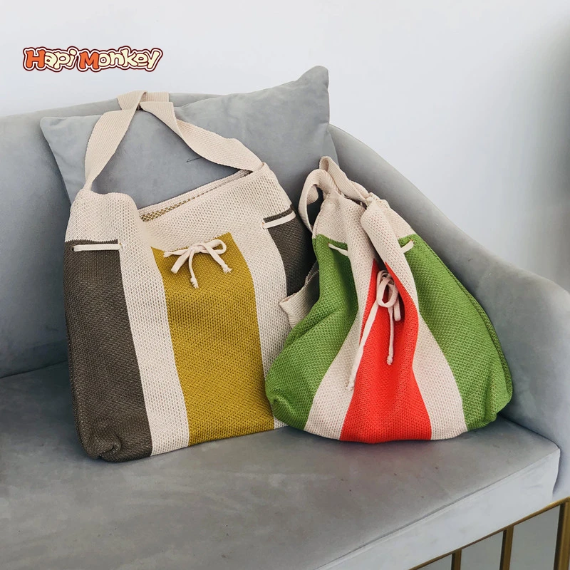 

HapiMonkey Icy Silk Rayon 100% Gift Large Knit Pattern Tote Woman Daily Minimalistic Casual Bag Bags Women Handbags Ladies Purse