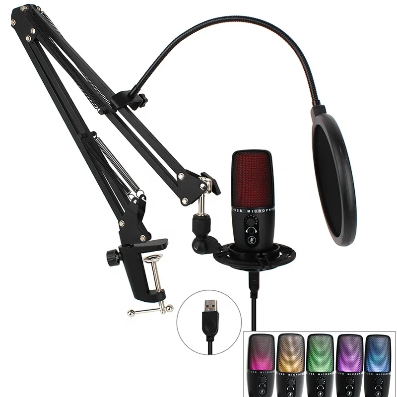 

pc desktop holder cover arm rgb game podcast microphones