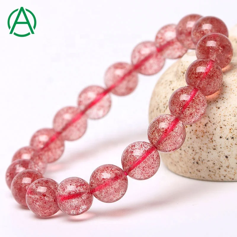 

ArthurGem strawberry quartz bracelets natural strawberry quartz bead crystal bracelets for women jewelry, 100% natural color