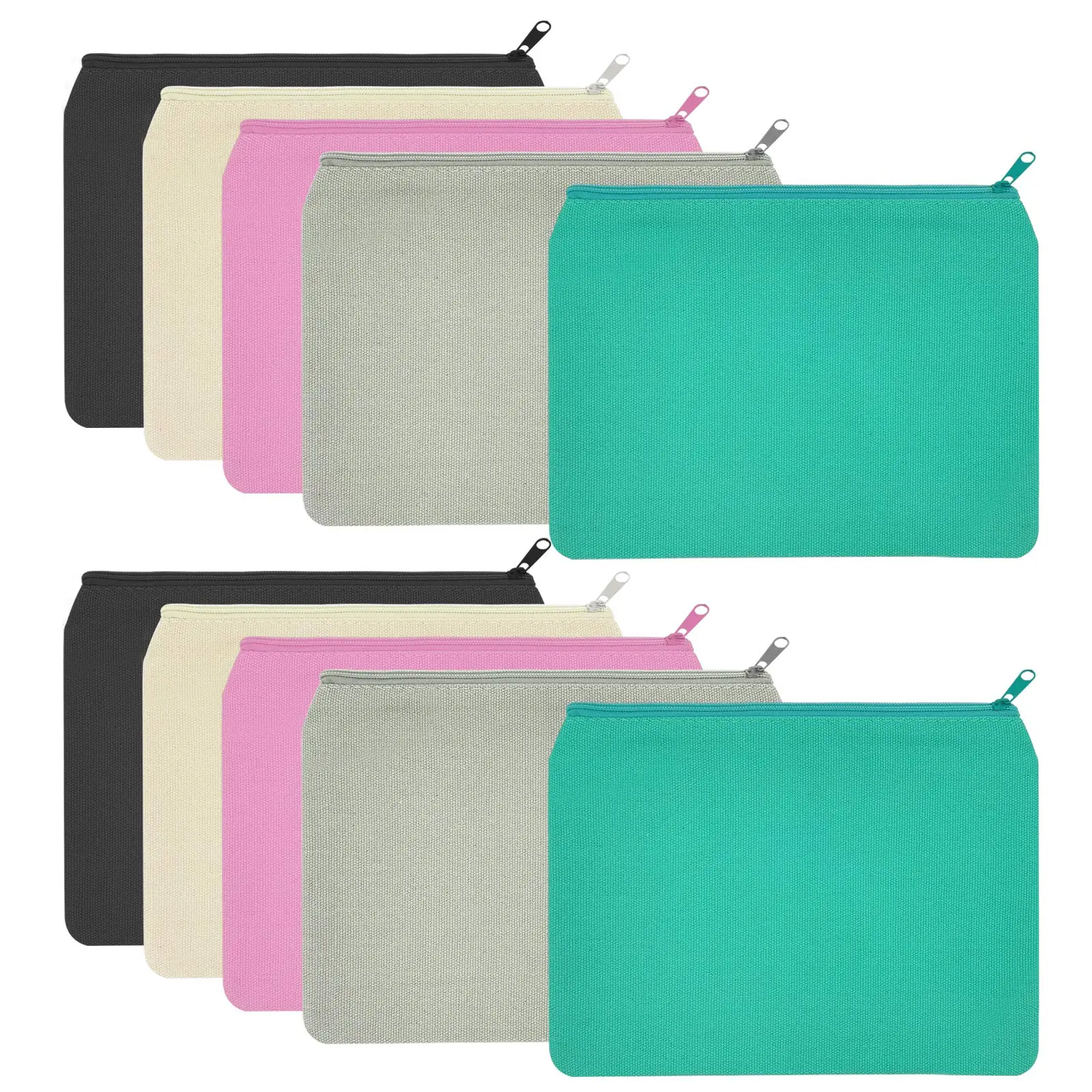 

Multi-Purpose Cosmetics Bag with Zipper Canvas Makeup Pouches Travel Toiletry Bag Pen Pencil Bag, White and other multi-colors are available